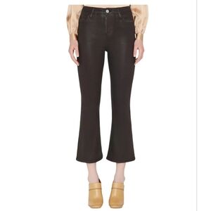 FRAME DENIM Le Crop Wax Flare High Rise Jeans Brown Coated Premium Denim NWT